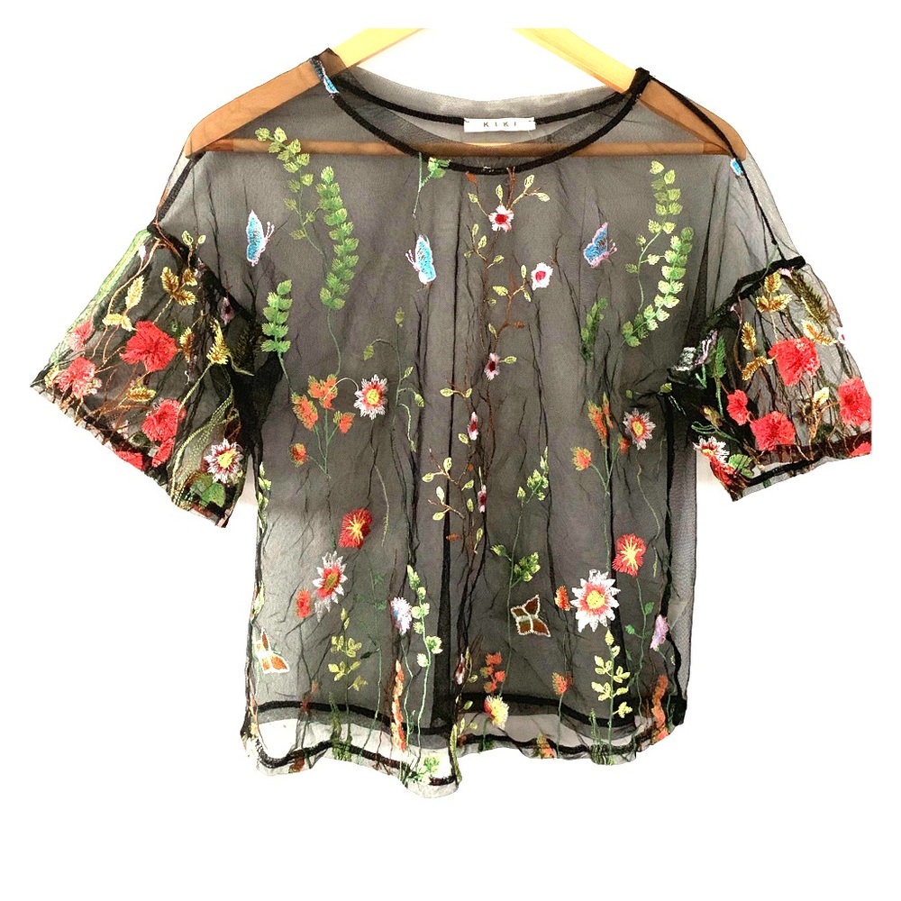 Mesh floral shirt